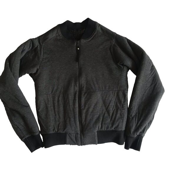 prAna Polar Escape Womens Size M Black Sherpa Fleece Reversible Bomber Jacket - Picture 5 of 8